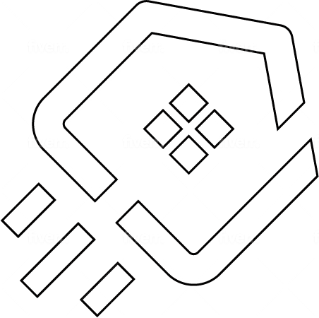 Umzugskartons 2 Umzugsunternehmen Hannover - Abstraktes Design mit einer sechseckigen Form mit einem diagonalen Linienmuster im Inneren, umgeben von kleineren quadratischen Elementen. Der Hintergrund enthält dezent das Umzug24 Hannover-Logo in Weiß und schafft eine stimmige Mischung mit dem sich wiederholenden „Fiverr“-Wasserzeichen für eine moderne Ästhetik. Umzugsunternehmen Seelze.